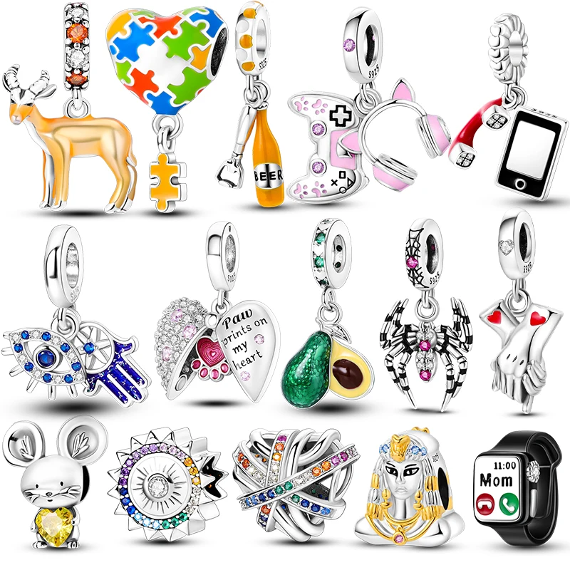 Fit Pan 925 Original Bracelet 925 Sterling Silver Eiffel Tower Charm & Cleopatra Beads DIY Women Jewelry Birthday Gift