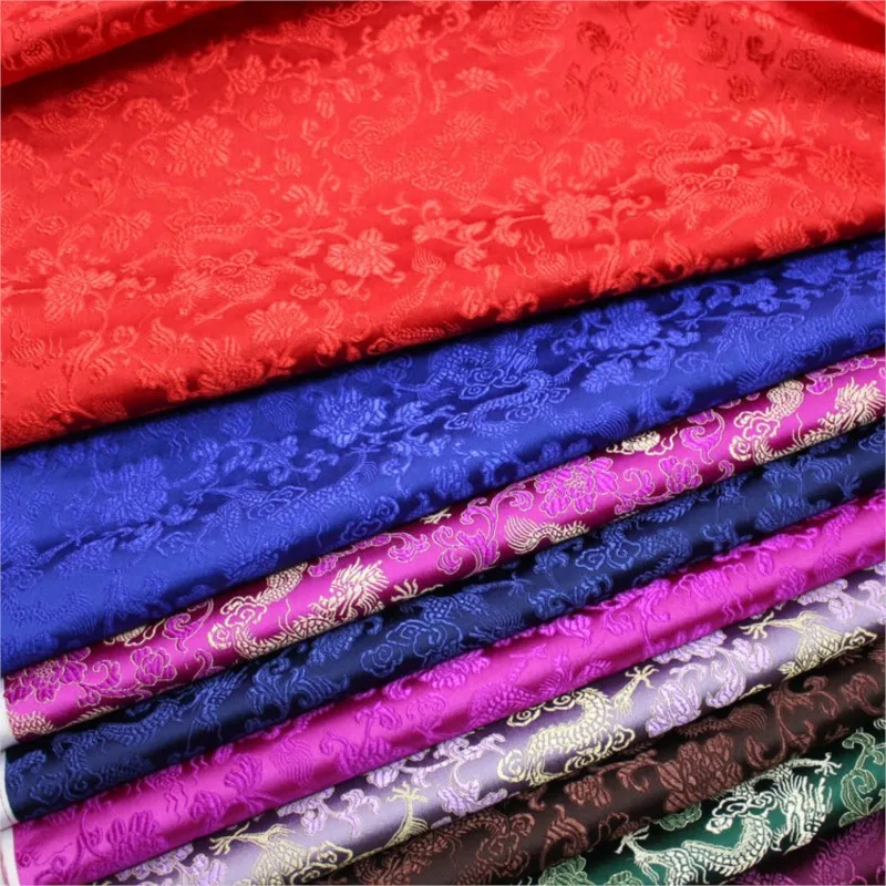 中国風チャイナドレス織りシルクサテン手巻き生地ジャカード織り