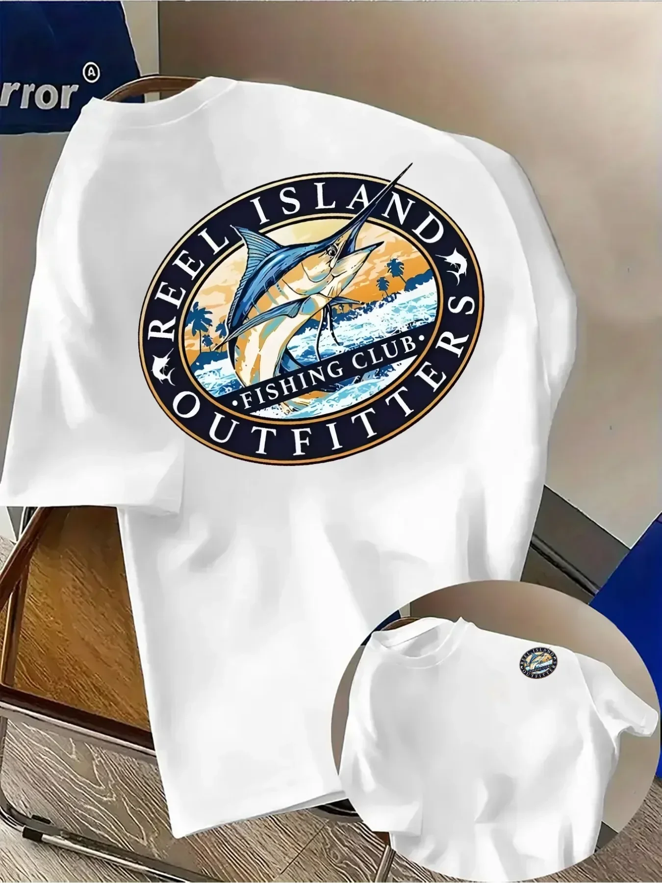 Reel Island Fishing Club Marlin T-Shirt Men Women Vintage Ocean Graphic Print Casual Short Sleeve Tee Tops