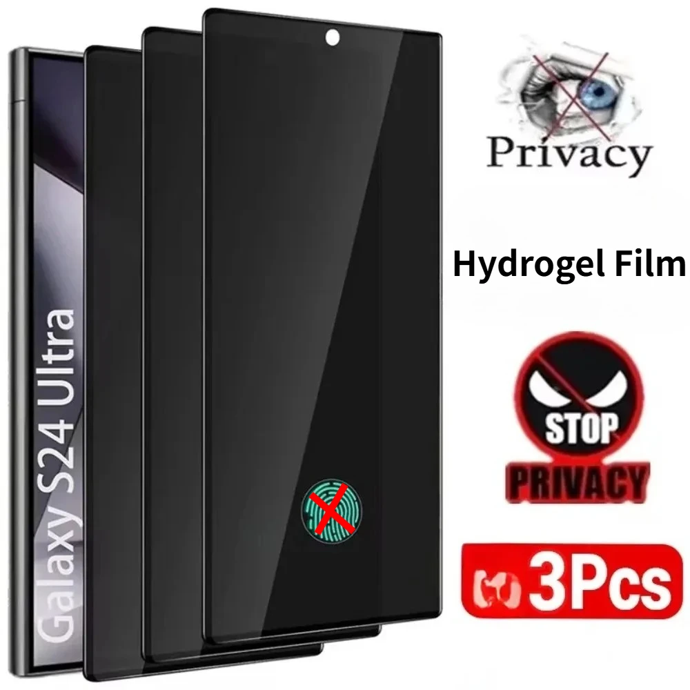 3PCs Hydrogel Privacy Screen Protector For Samsung S24 S22 S23 Ultra FE Anti-Spy Film A55 A54 5g A25 A72 A34 A53 A15 A32