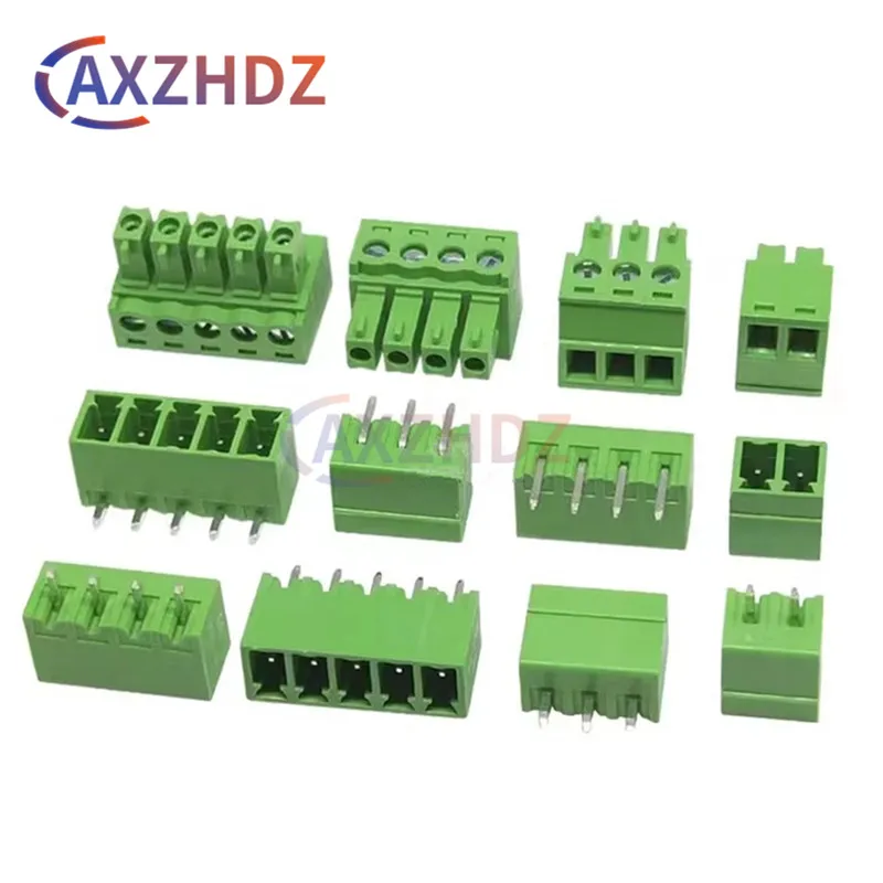 10PCS 15EDG 3.81mm 2Pin - 12Pin Terminal Blocks KF2EDG 3/4/5/6/7/8/9/10P Straight Curved Male Plug Female Socket Wire Connector