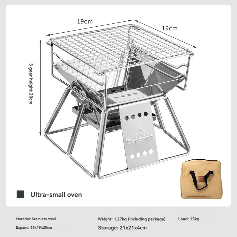 CAMPINGMOON Outdoor Barbecue Grill for Couples to Barbecue 1-2 People, Family Wooden Charcoal Small Camping Gril, X-MINI