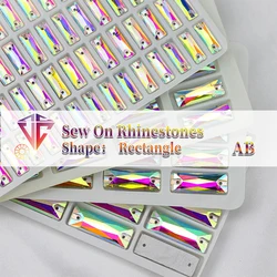Sew On AB Rhinestone Strip Shape Flatback Glass Crystal For Clothing Wedding Dresses Shoes Bags All For Decoration DIY