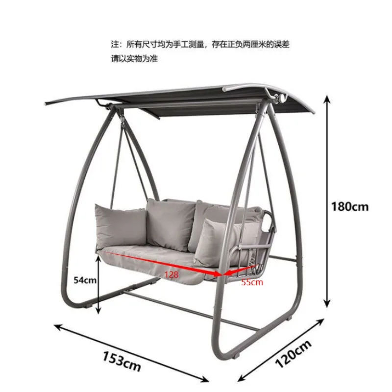 outdoor wrought iron double swing rocking chair garden courtyard leisure luxury family rattan hanging chair cradle