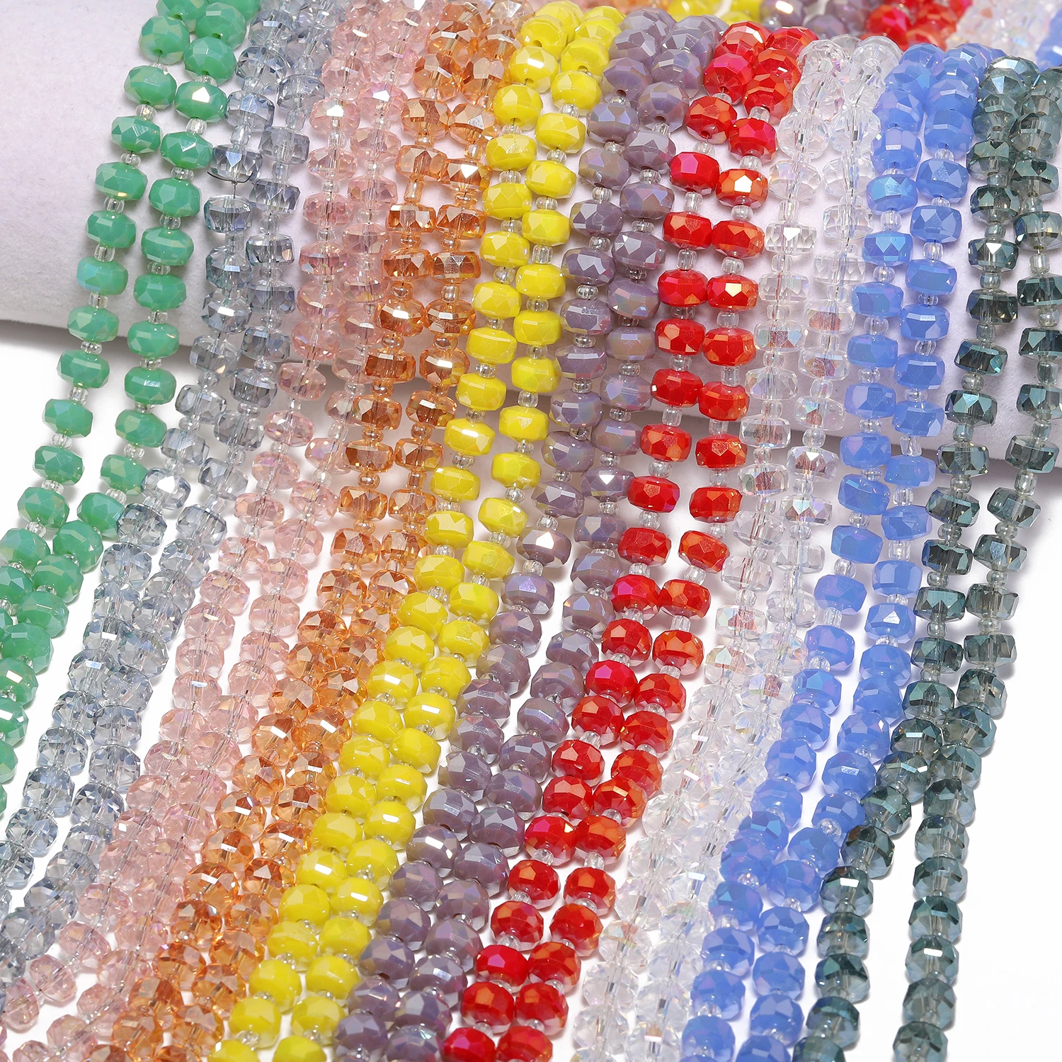 8x5mm Faceted Clear Rondelle Various Colors Crystal Beads Loose Beads For Jewelry Making Supplies DIY Bracelets Accessories 15''