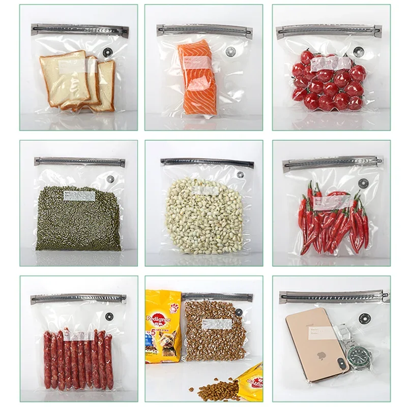 11Pcs/Set Gray Bag Kit Reusable Food Vacuum Sealed with Manual Pump Sealed Clamp Food Fresh Bag Frozen-food