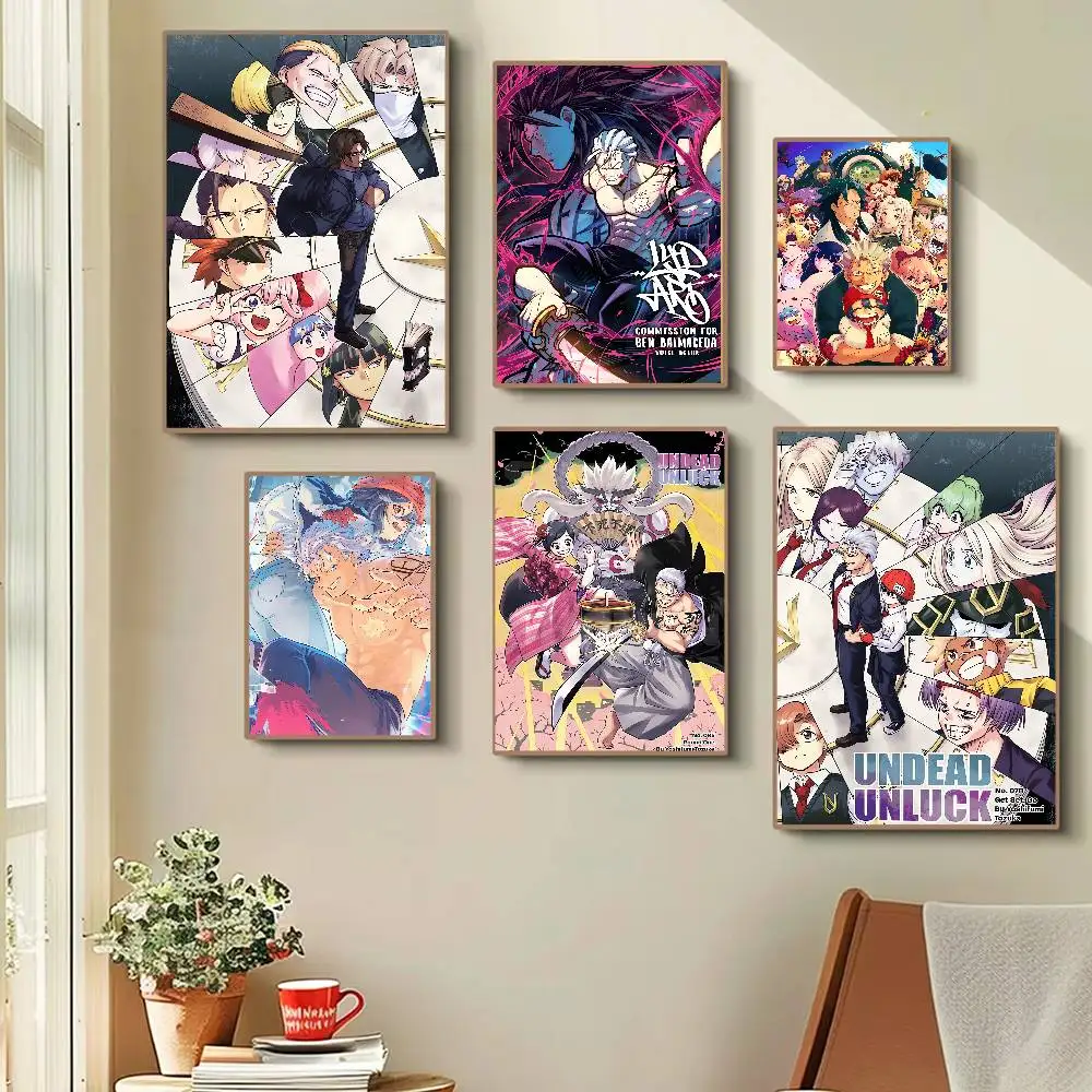 Anime Undead Unluck Funny Cute Cartoon Posters Prints Canvas Painting Wall Art Picture Living Room Home Decor