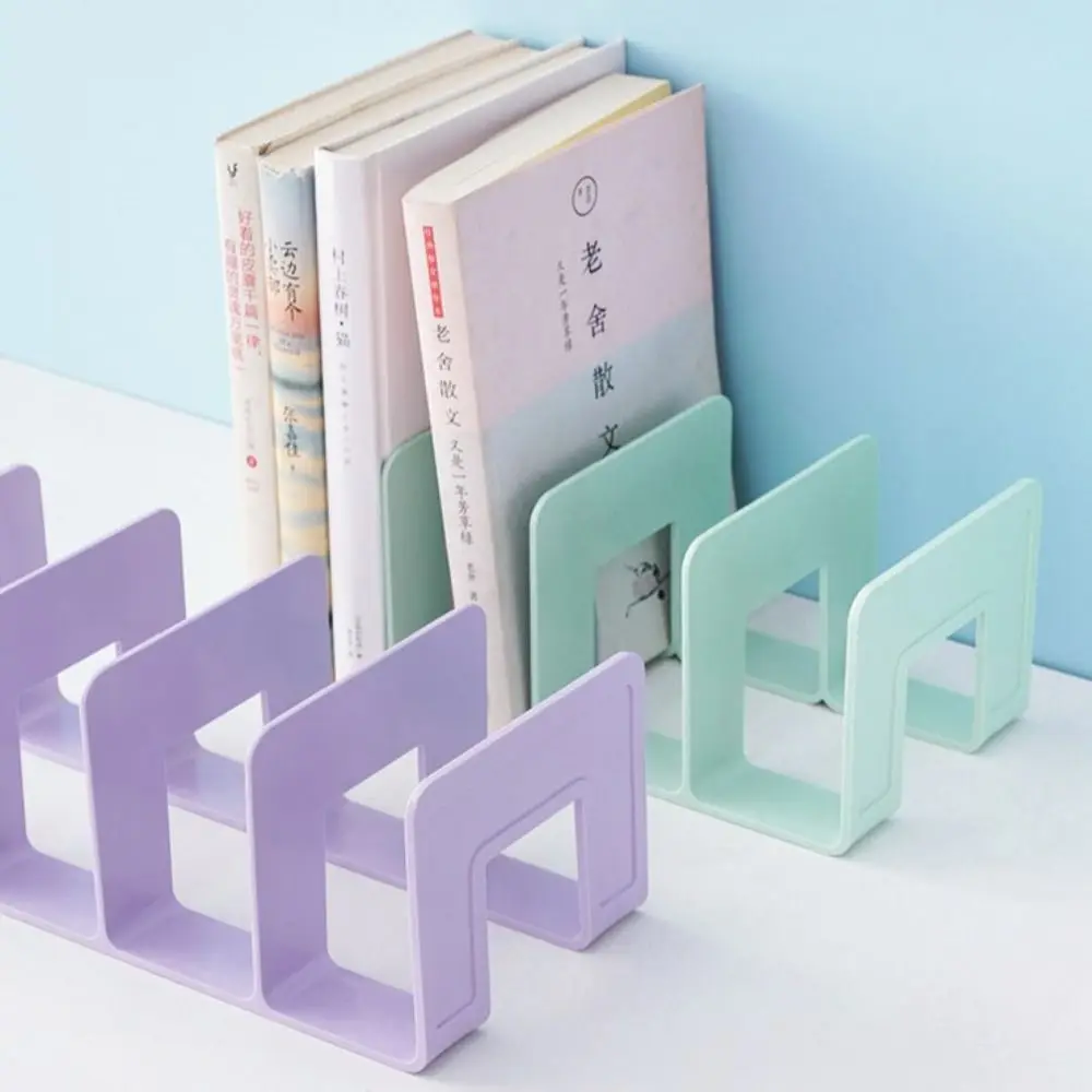 Stationery Display Desktop Bookends Bookshelf Sturdy Divider Book Stand Simple 4 Grid Desk File Sorter Office