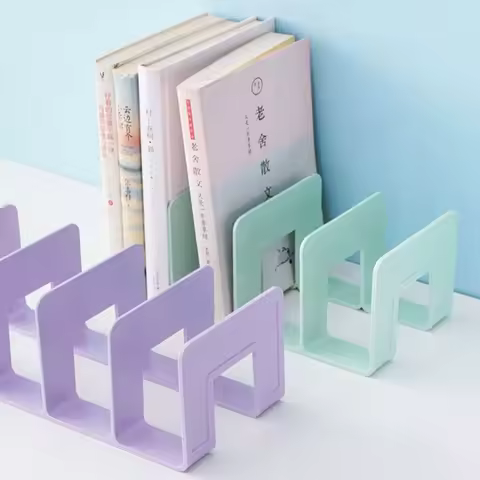 Stationery Display Desktop Bookends Bookshelf Sturdy Divider Book Stand Simple 4 Grid Desk File Sorter Office