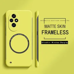 Frameless Magnetic For Magsafe Slim Case For Xiaomi Redmi 12 13 14C Redmi Note 13 Pro Poco M6 Pro Plus Hard PC Matte Back Cover