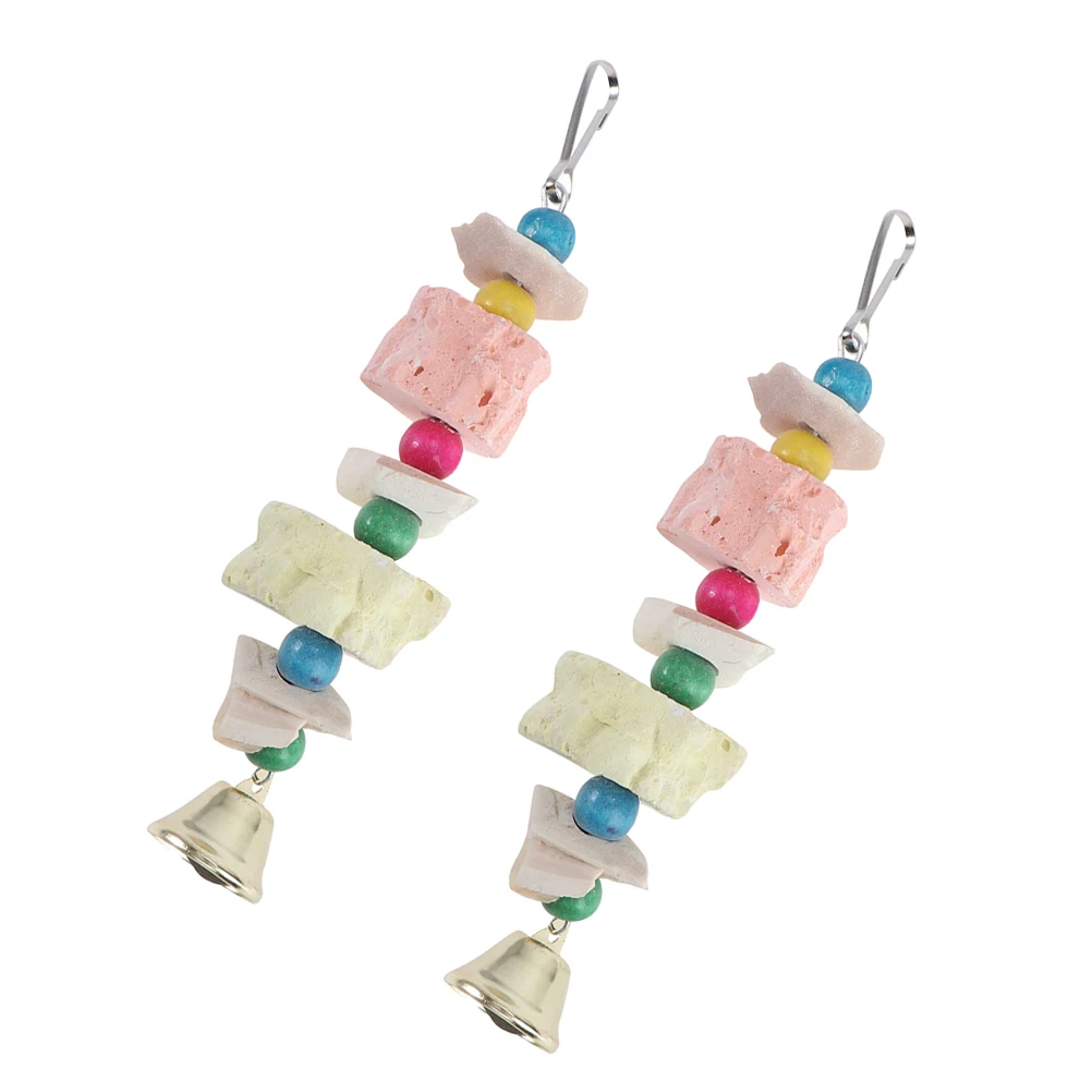 

2 Pcs Cuttlefish Bone Skewers Parrot Bite Toy Pepper Wood Chew Calcium Molar String Teeth Grinding Small Pets Bird Toys
