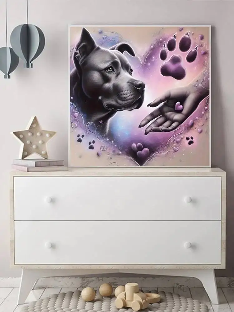 Evershine Diamant-Gemälde, Hund, Tier, Cartoon, komplett, quadratisch, rund, Diamant-Mosaik, Badezimmer, DIY-Bastelset, Heimdekoration