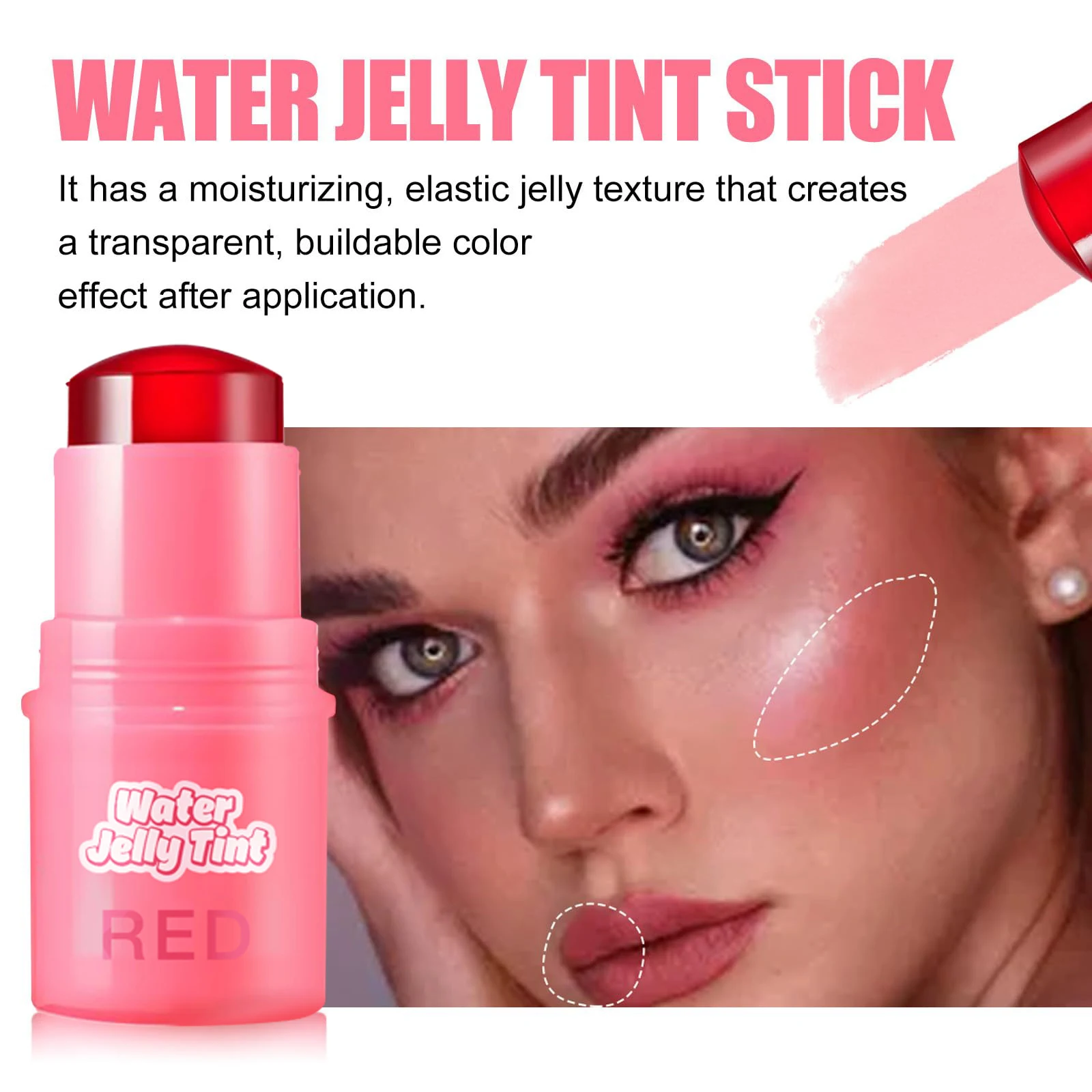 3-in-1 アイシャドウ ブラッシュ リップスティック スティック、ワンスワイプで多用途、携帯用タッチアップ必需品