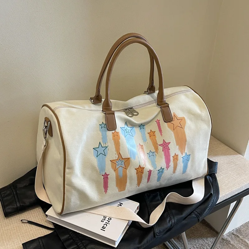 Large capacity canvas fashion tote bag, light luggage bag, yoga fitness bag