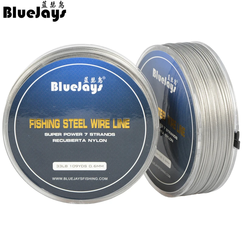 100M Fishing Line, Sea Fishing Coated Stainless Steel Wire, Anti Bite, Wear-Resistant Strong Tensile Strength, 0.3mm-0.6mm