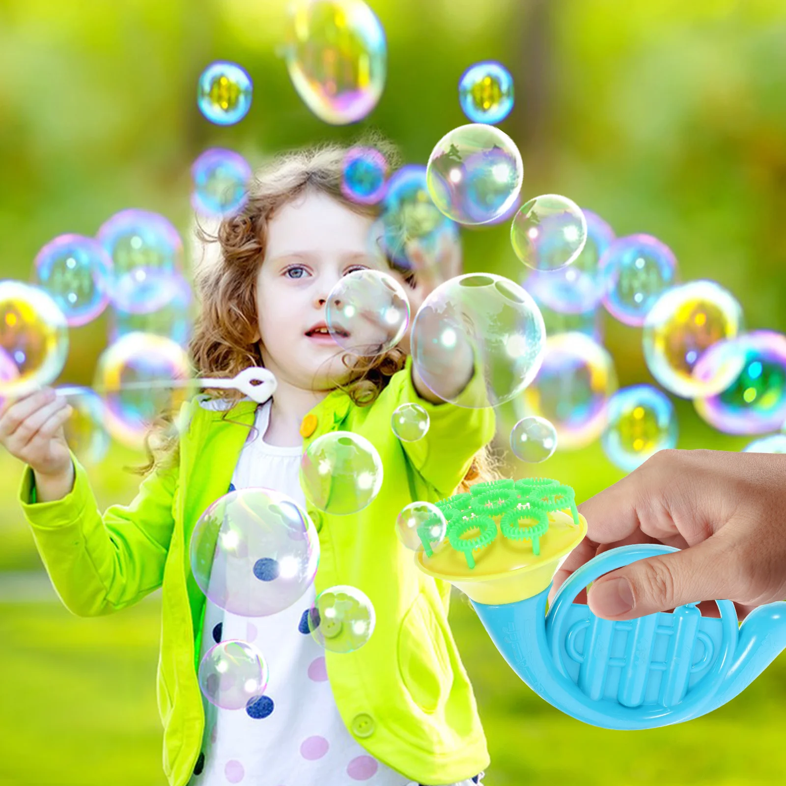 Máquina de burbujas para instrumentos musicales porosos y creativos, fácil de operar, diversión de verano para niños y niñas, Color aleatorio, 2 uds.