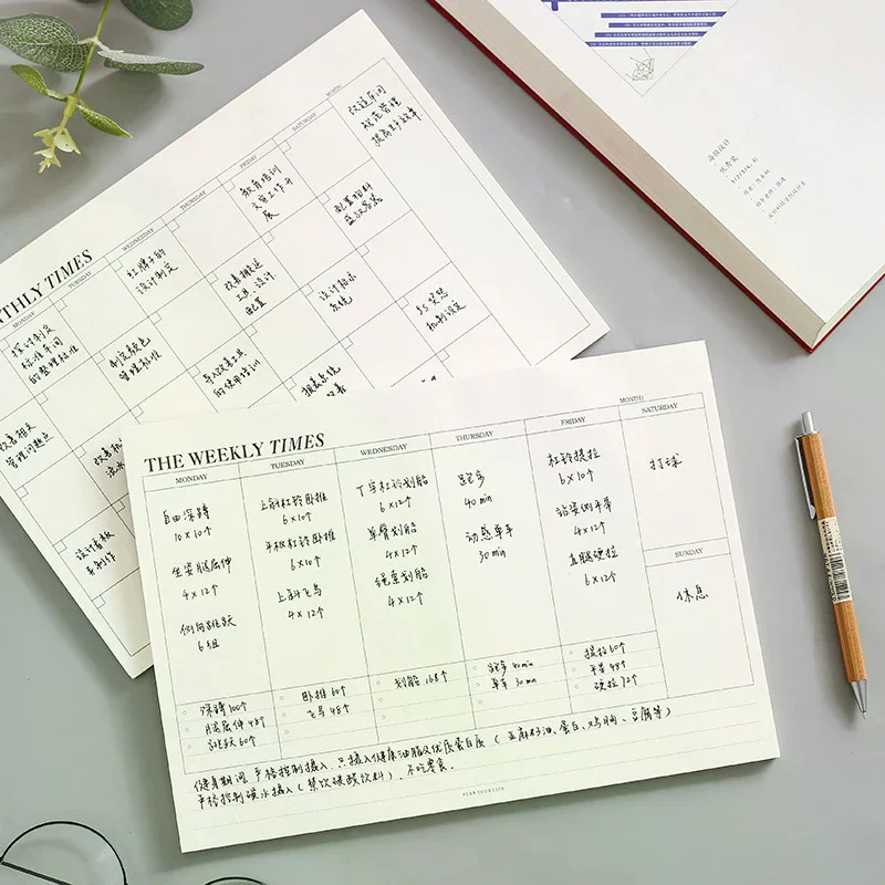 Weekly Planner Monthly Undated Agenda A5 Notebook Schedules Study Planner Stationery Office School Supplies