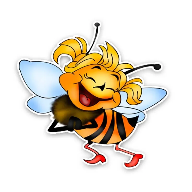 

PVC Car Sticker A Happy Cartoon Bee Caravan Accessories Body Use Fridge Helmet Stickers Laptop Decals Stickers