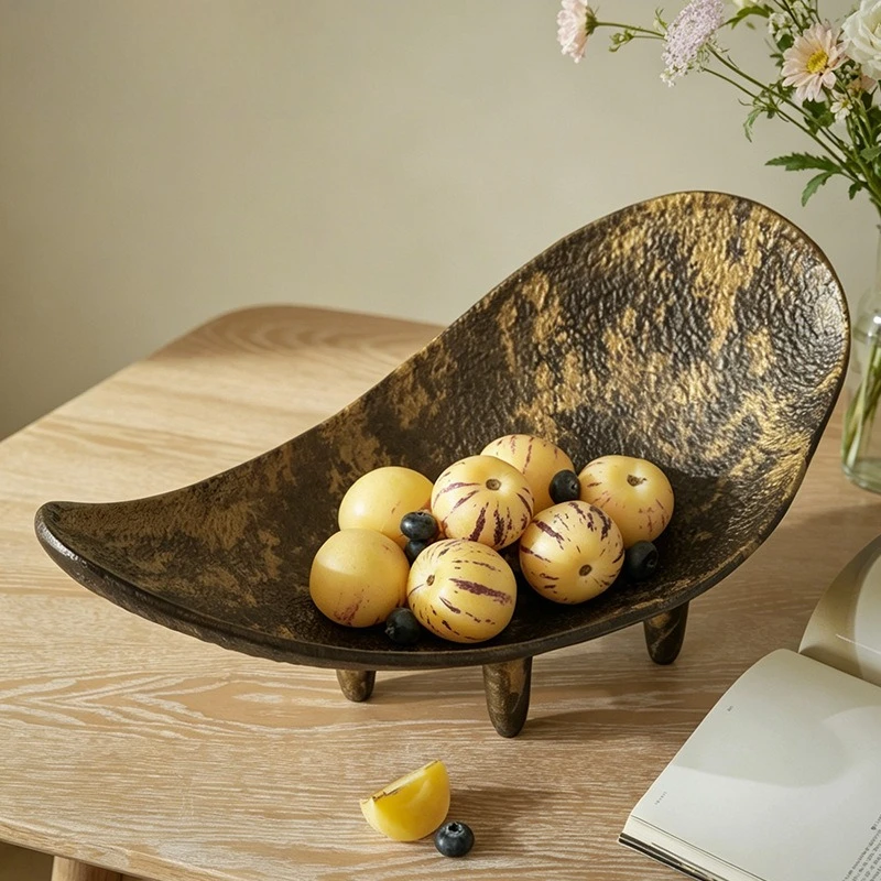 Retro fruit plate, light luxury art fruit basket, B&B living room, model room, tray, coffee table, creative storage plate