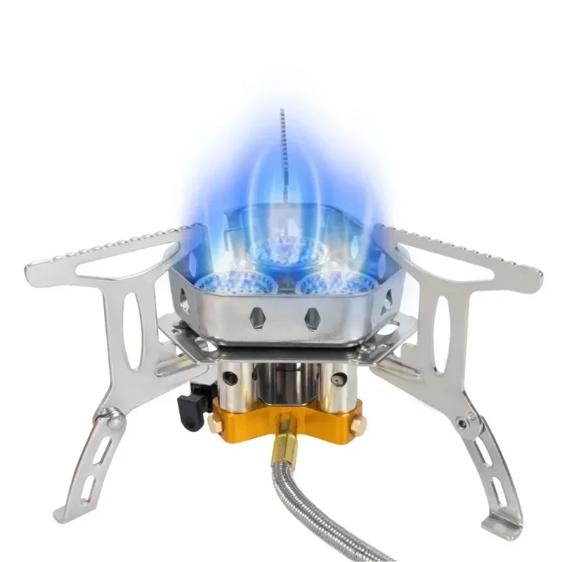 Folding Backpacking Gas Stove,Tourist Camping Burners,Backpacking Furnace,5800W,Outdoor Hiking,Picnic BBQ,Cook Equipment,3 Heads