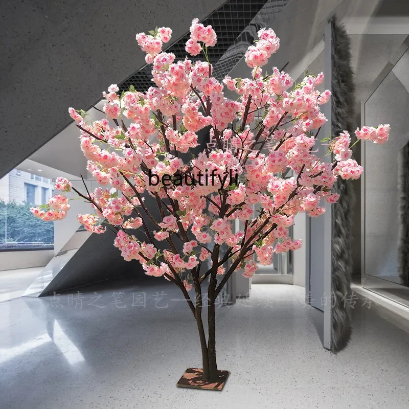 lbSimulation Cherry Blossom Large Plant Peach Tree Indoor Living Room Wedding Celebration Happiness Tree Decoration