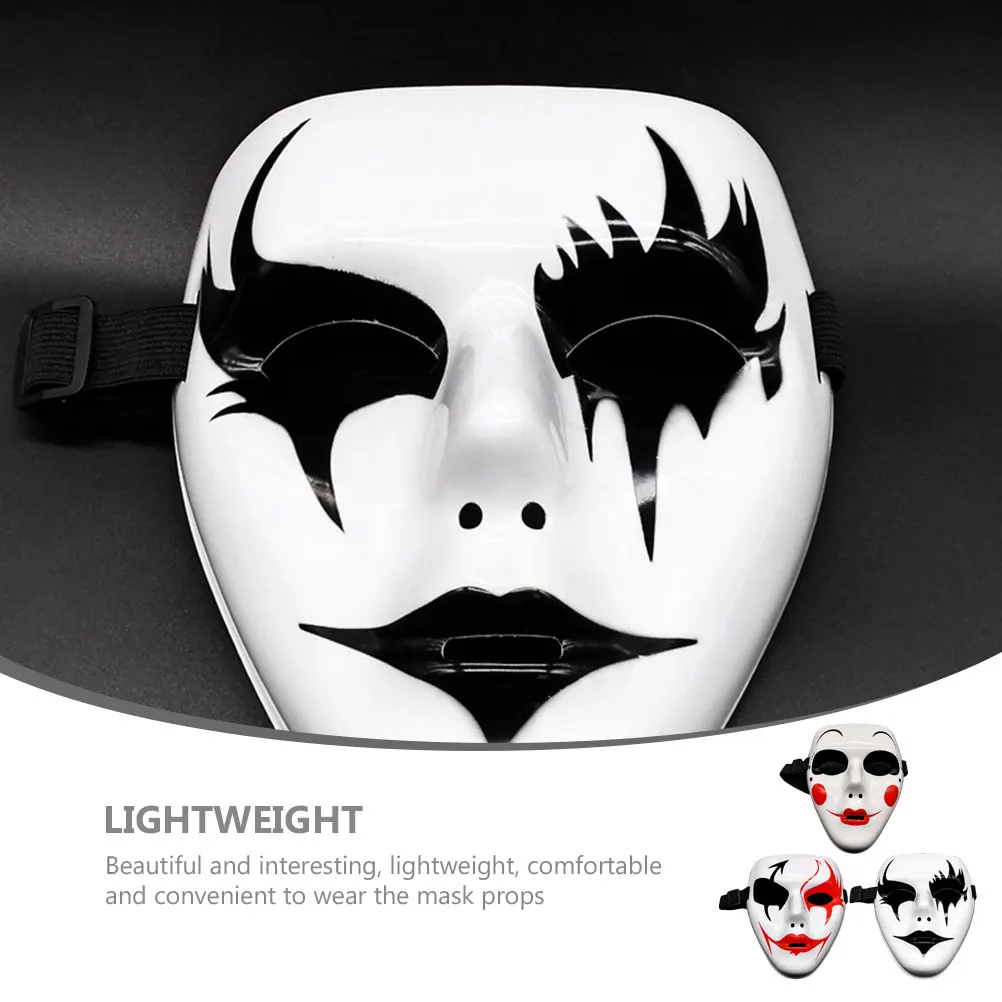 

3pcs Hand Painted Masks Comfortable Cosplay Halloween Masks for Adults Plastic Face Mask Scary Mask