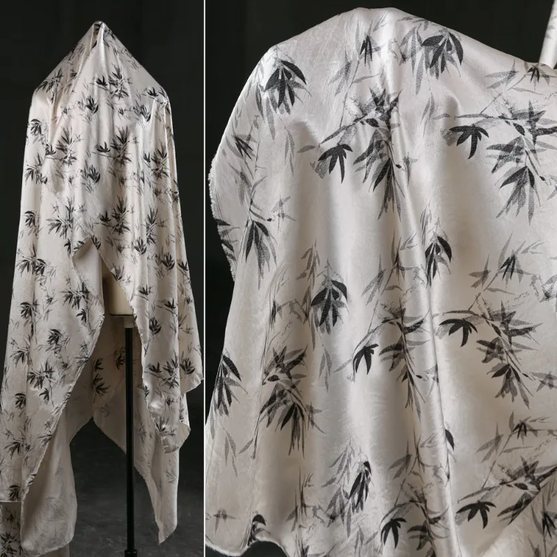 

Heavy Duty Off White Bamboo Leaf Fabric, Plant Silk Satin, Flowing Shirt, Skirt, Pants, Clothing Designer Fabric