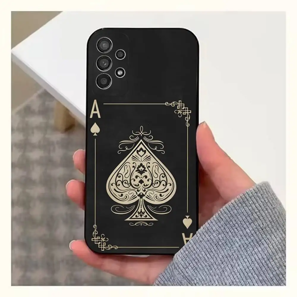 Funda Art Ace OF Spades Poker para Samsung S25,S24,S23,S22,S20,S21,S10,Ultra,Plus,Lite,FE, funda negra de silicona suave