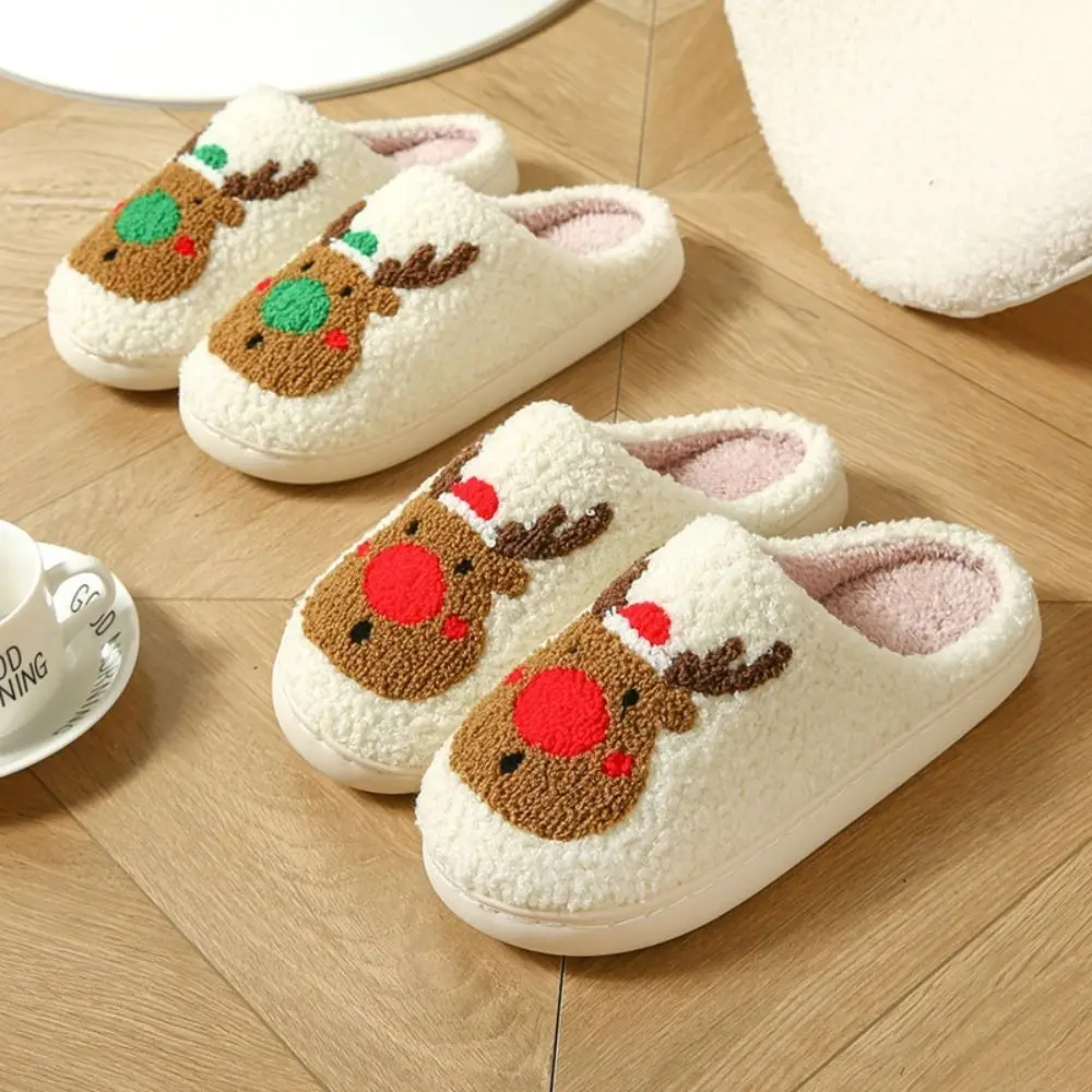 

Casual Cute Christmas Slippers Lovely Warm Warm Plush Slides Durable Comfortable Winter Home Shoes Indoor
