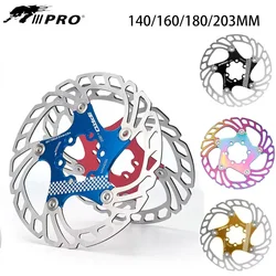IIIPRO Fiets disco 203 140 160 180 mm 6-gaats schijfremschijven met rotorschroef Geschikt voor Shimano hydraulische schijfrem