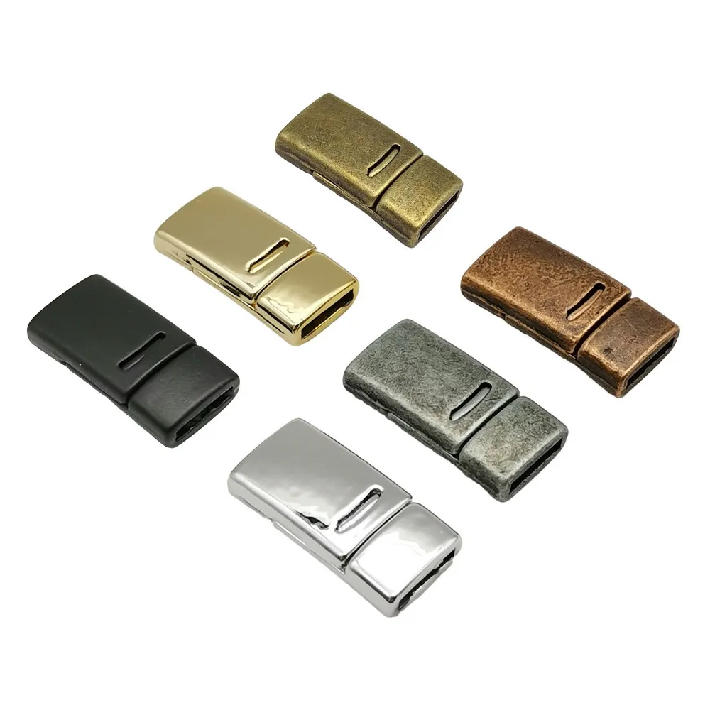 

12 Pieces Mixed 10x2mm Hole Flat Magnetic Clasps for Flat Leather Band Glue Bracelet End Closure