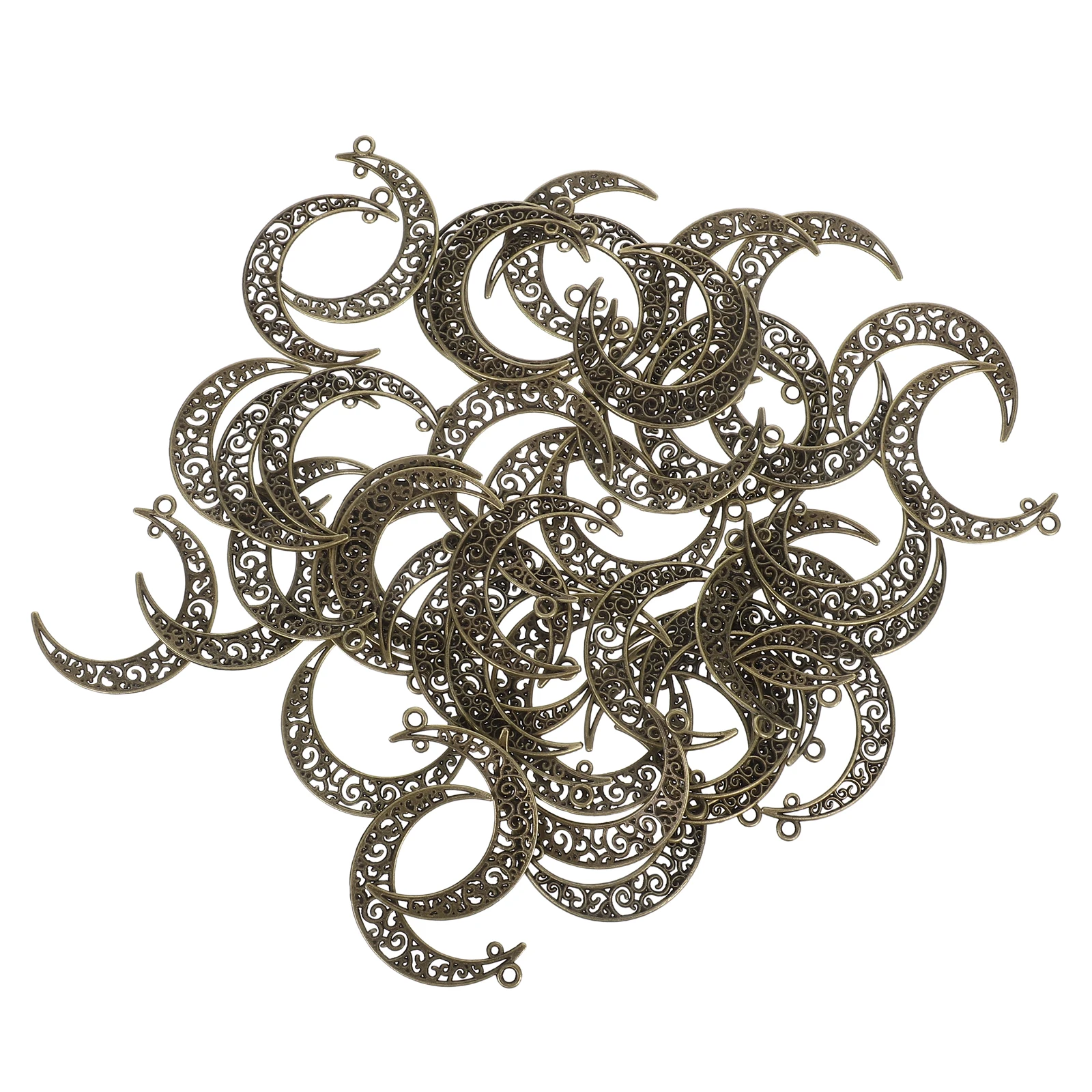 

50pcs Hollow Moon Charms Vintage Celestial Pendants Jewelry Making Accessories For Necklaces Bracelets Earrings Durable Alloy