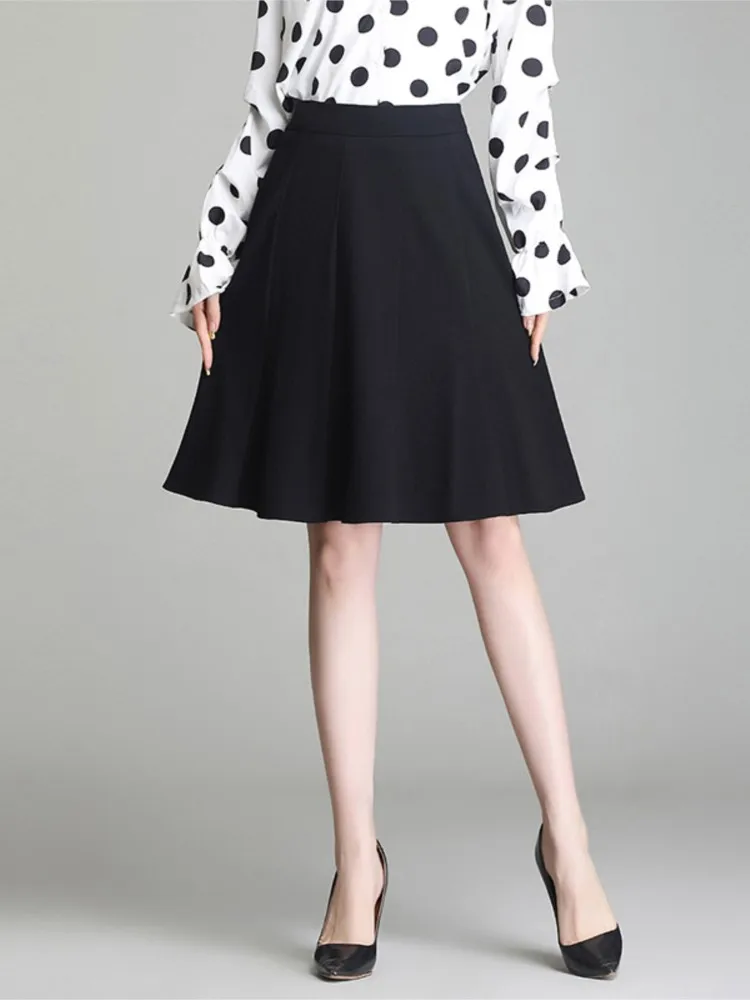 

Women Short A-Line Skirt Spring Autum New High Waist All-Match Skirt Elegant Office Lady A-line Skirt Black