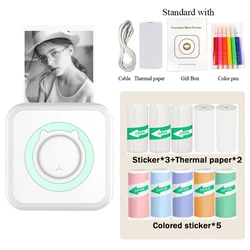 Mini Printer, Inkless Sticker Maker, Free Cut Small Pocket Printer, Portable Thermal Printer for Photo Journal Notes Memo