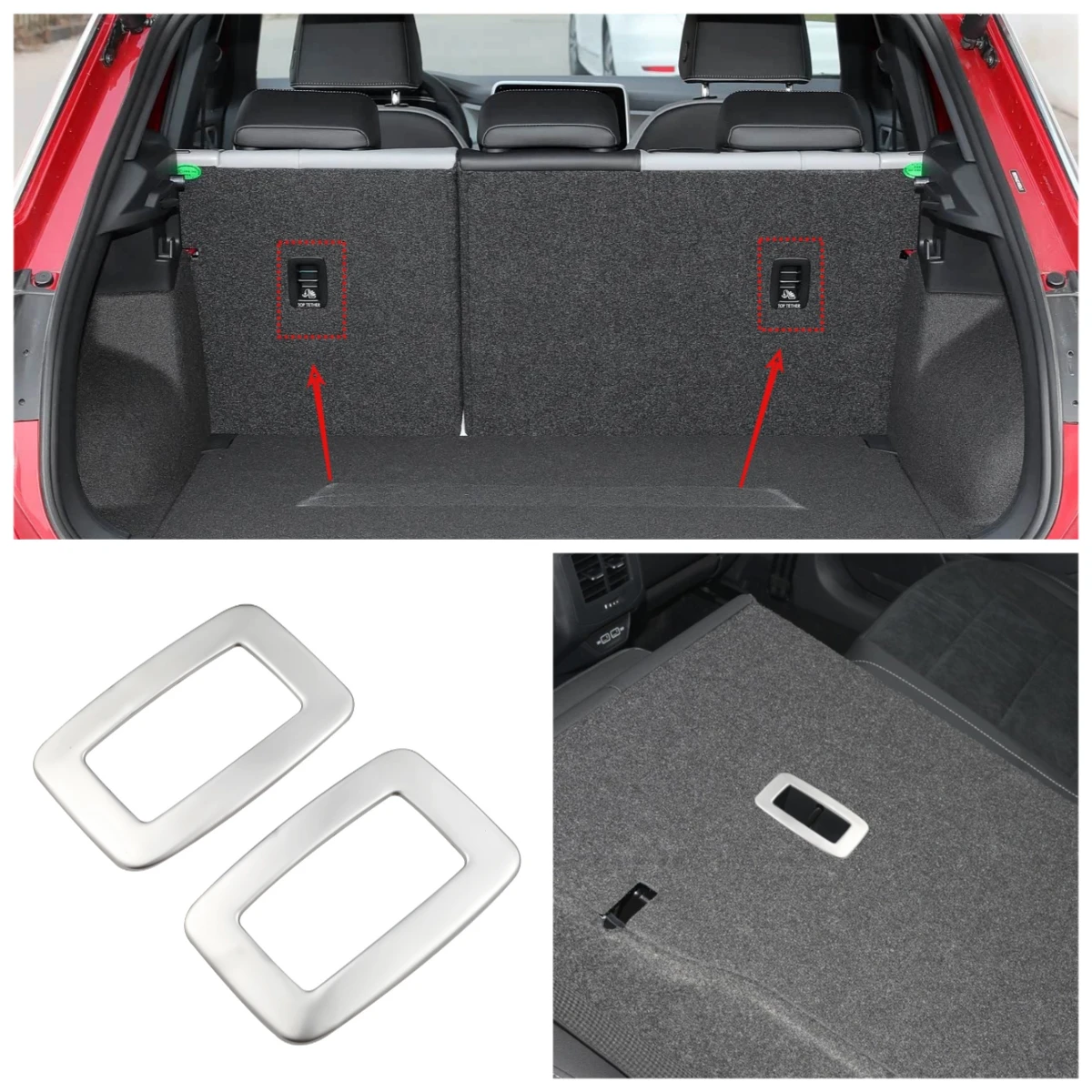 2pcs Stainless Steel Rear Seat Adjustment Switch Button Cover Trim for Volkswagen VW T-ROC TROC 2018-2023 Car Interior Styling