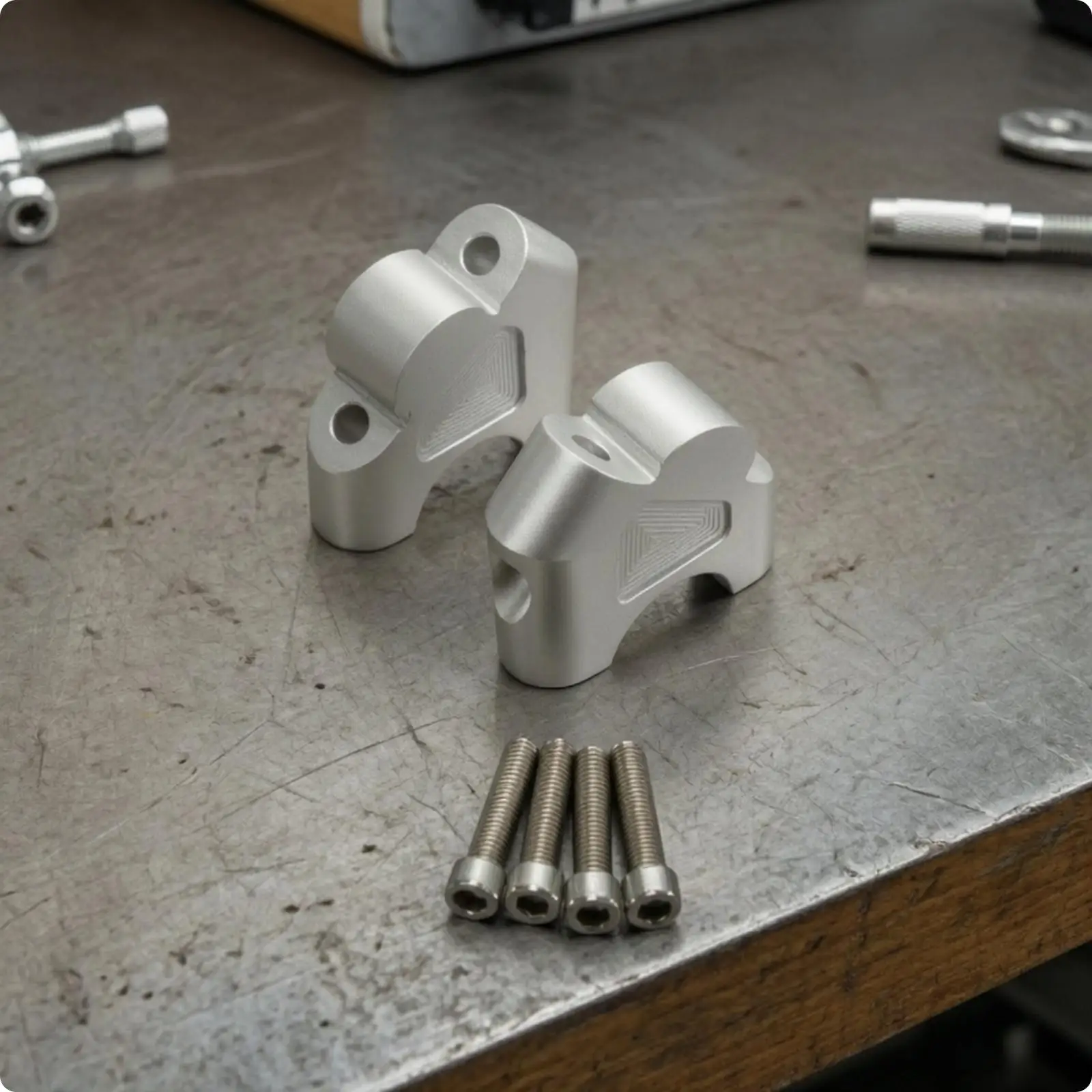 Motorbike Handlebar Riser Pair Sandblasted Anodized Silver for Adventure Touring Ergonomic Setup