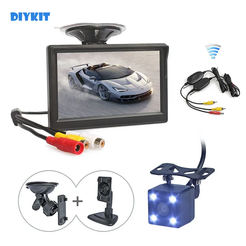 

DIYKIT Wireless 5inch TFT LCD Rear View Car Monitor Waterproof LED Night Vision Rear View Car Camera Parking Assistance System