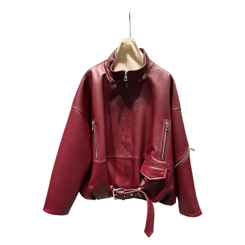 Wedding Party Angola Red Leather Jacket Suits  customized order Paris Fashion Week CatWalk Style tailored order