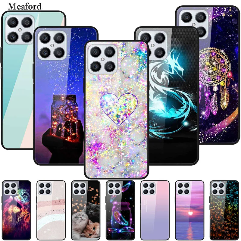 Luxury Cover Case for Honor X8 Tempered Glass Cover for Honor X 8 4G Case TPU Bumper on HonorX8 2022 Funda TFY-LX1 2 3 Coque