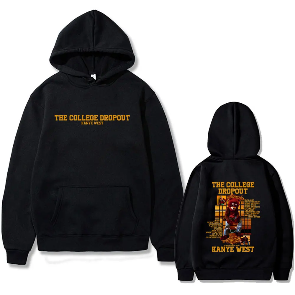 

Rapper Kanye West The College Dropout Bear Graphic hoodie Men Women Hip Hop Pop Music sportswear Casual Cotton Vintage hoodies