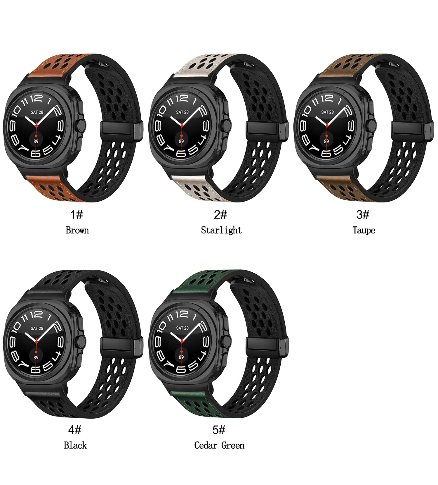 Smart Watch strap for Samsung Galaxy Watch Ultra strap 47mm PU hole folding buckle strap Business style strap