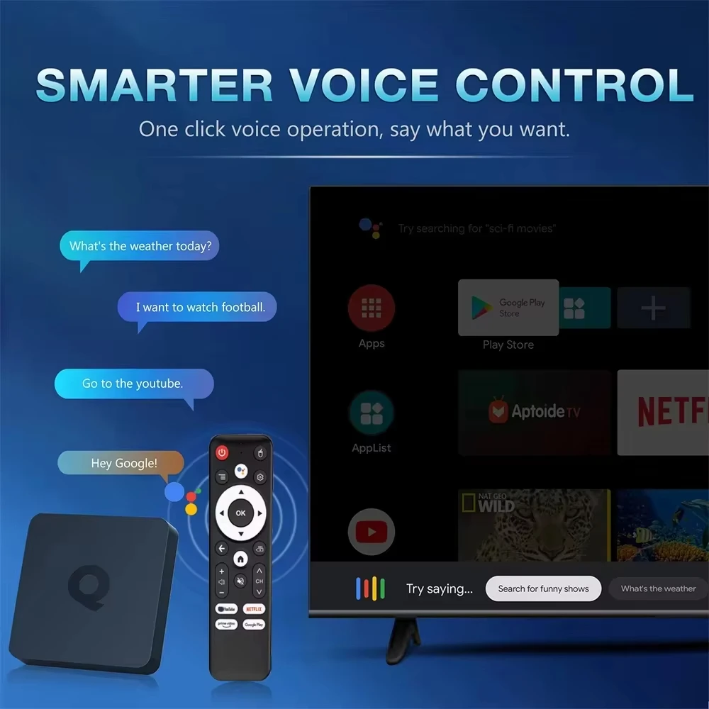 Android14 Smart TV Box 16G 32G 64G 128G Q1 Allwinner H313 2.4&5G Dual Wifi 4K 8K Netflix Google Voice Assistant Media Player ATV