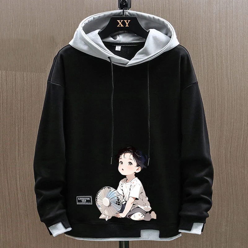 

Повседневное свободное худи для подростков и мужчин: модный уличный стиль, полиэстер, зимний сезон, комфортное, стандартная длина рукава