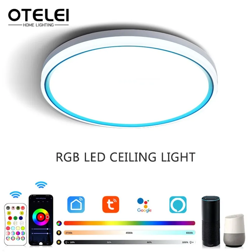 Tuya app intelligente led decken leuchte bluetooth wifi rgb cw alexa google sprach gesteuertes schlafzimmer wohnzimmer dekoratives licht