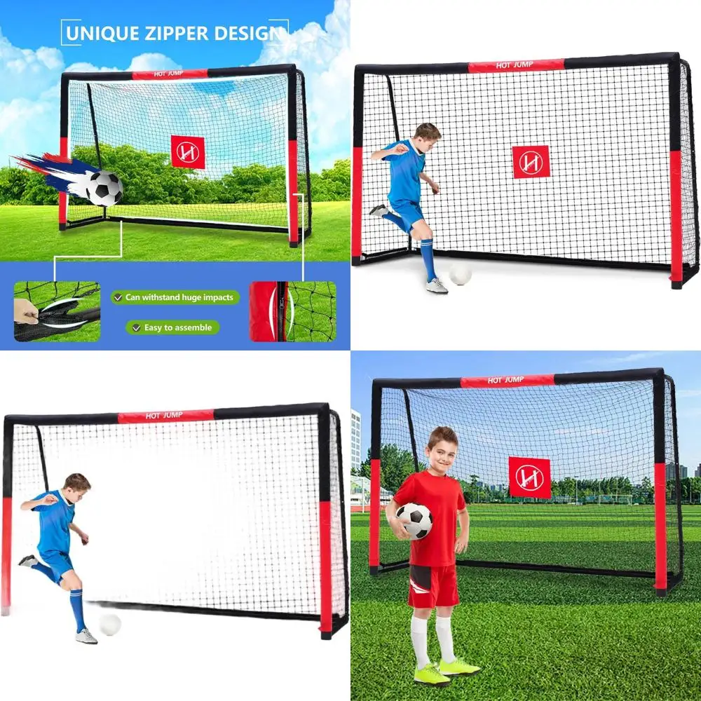 

Portable Metal Soccer Goal Set for Kids 8-12, 6x4 to 12x6.5 Sizes, Zippered Net, Easy Assembly, Weatherproof Padded Posts