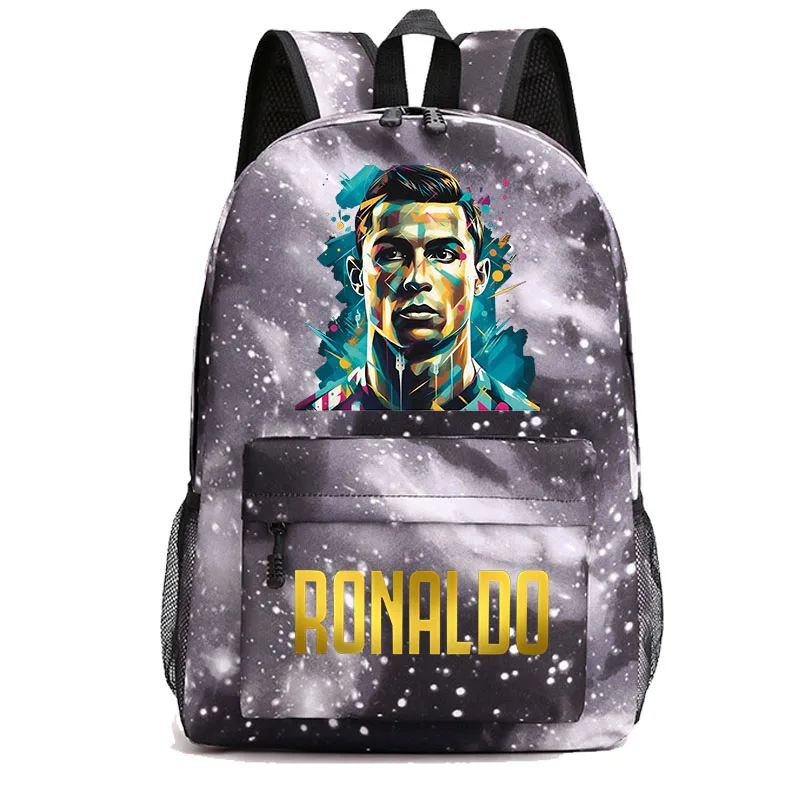 Ronaldo cabeça imprimir estudante escola saco, juventude mochila, volta ao presente escola