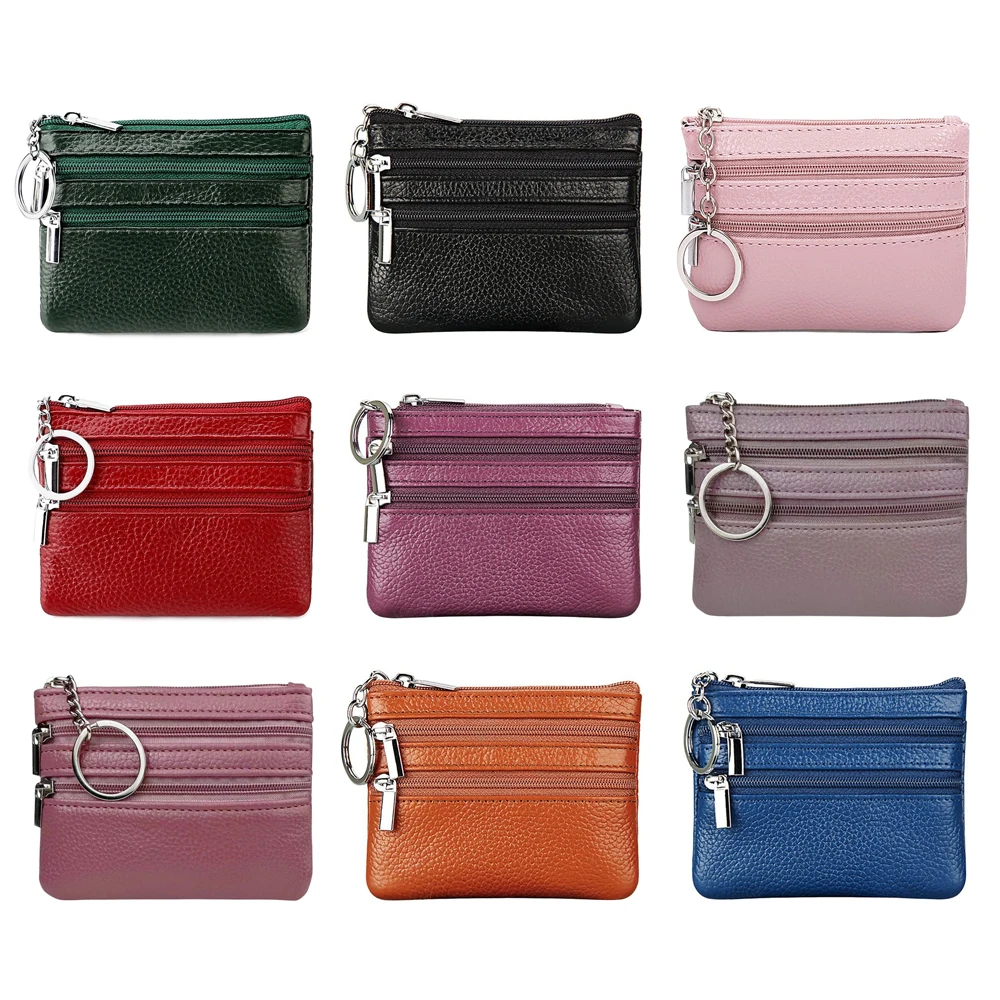 Durable PU Leather Money Coin Purse Waterproof Wear-resistant Wallet Money Bag with Key Ring Zipper Credit Card Holoder Male