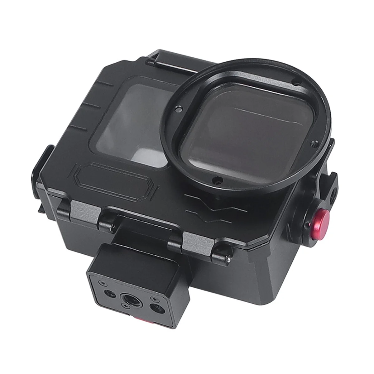 80M Waterproof Case for GoPro12/11/10 Aluminum Underwater Deep Diving Housing Protective Case with 52mm Filter Mount B