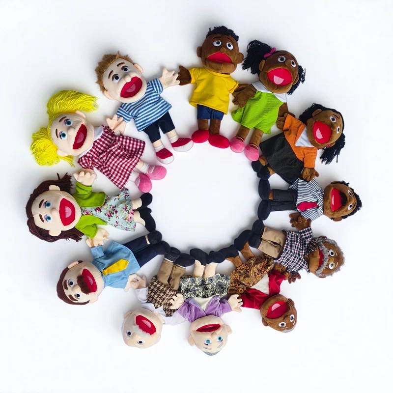 Lustige Handpuppe 38cm Familien-Serie Handpuppe Rollenspiel Gute-Nacht-Geschichten Requisiten Familienspielzeug Puppe Lernspielzeug – Detail 6
