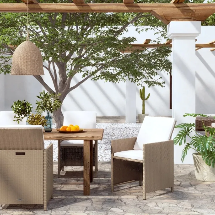 

Patio Chairs with Cushions 4 pcs Poly Rattan Beige